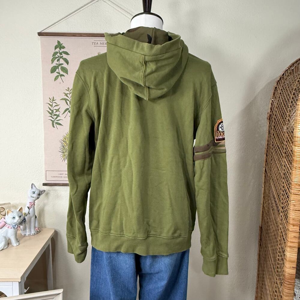 Vintage Y2k Hooded Sweatshirt Cardigan Jacket Camo Lined Utility Grunge Rugby XL - Picture 2 of 8